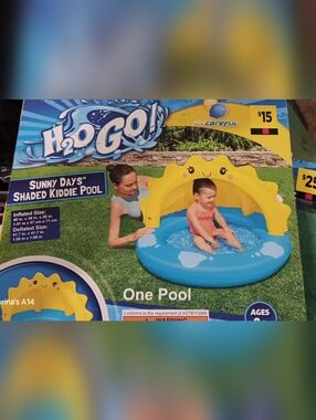 H2O GO! Sunny Days Shaded Kiddie Pool - Blue & Yellow
